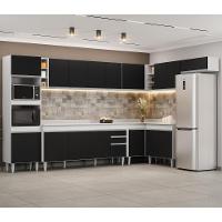 Armário De Cozinha Modulada De Canto 9 Peças Cp05 Balcão Com Tampo Branco/preto - Lumil - 2