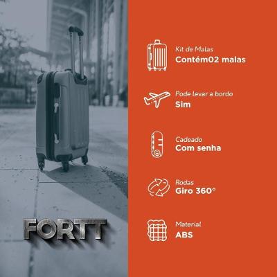 Kit Mala De Viagem ABS 2 Peças Adventure E Action Fortt Vermelha MAB01-VR