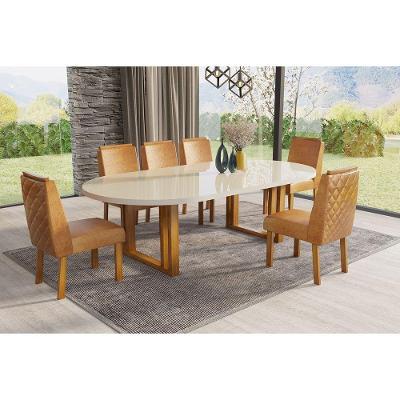Conjunto De Mesa Fluence E 6 Cadeiras Alana Bom Pastor Off Naturale/ M