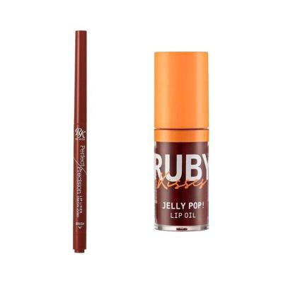 Kit Ruby Kisses Lápis Gingerbread+jelly Pop Lip Oil Berry Pop