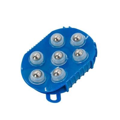 Massageador Luva Corporal Massagem Estetica Manual 7 Esferas Portatil Costas Pescoço Relaxamento Azul