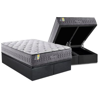 Cama Box Baú Queen: Colchão Molas Masterpocket Ensacadas Versalhes + Base Crc Suede Gray (158x198)