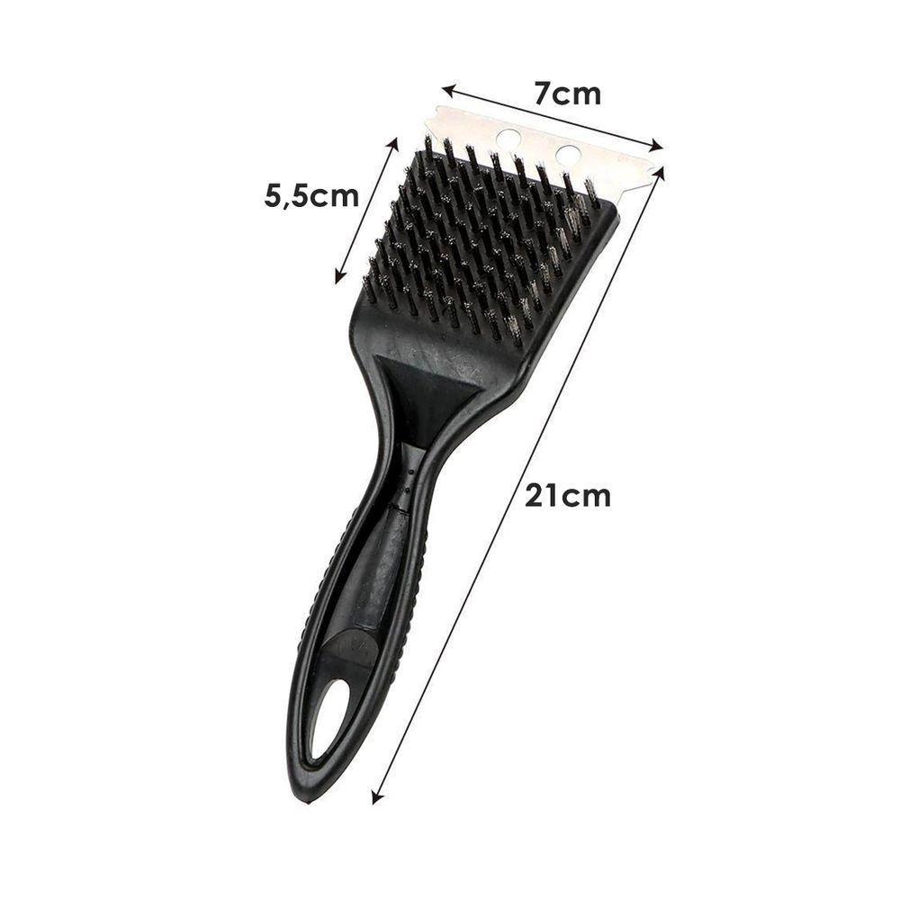 Escova Limpa Grelha De Churrasqueira Cabo Espatula Cerdas De Aço - 3