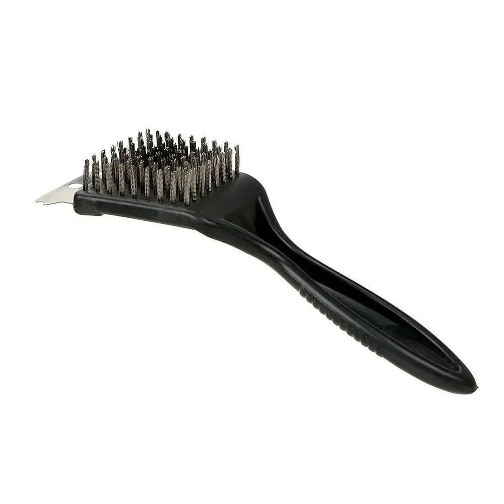 Escova Limpa Grelha De Churrasqueira Cabo Espatula Cerdas De Aço - 4