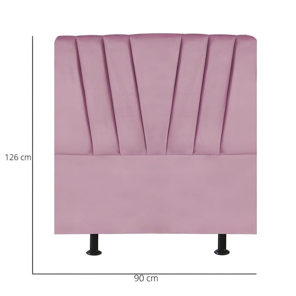 Cabeceira Estofada Cama Box Solteiro 90 Cm Malu Suede Rosa - 3