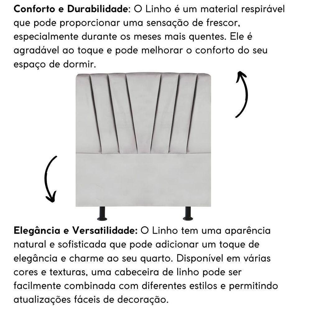 Cabeceira Estofada Cama Box Solteiro 90 Cm Malu Linho Cinza Claro - 5