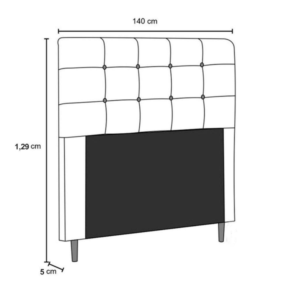 Cabeceira Estofada Cama Box Casal 140 Cm Helena Suede Preto - 3