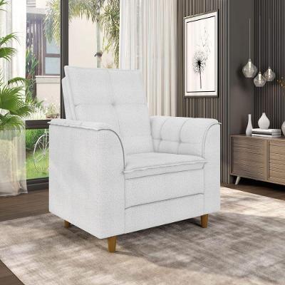 Poltrona Para Sala Confortável Decorativa Laura Bouclê Off White