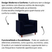 Poltrona Decorativa Estofada Confortável Sala Isis Veludo Azul Marinho - 5