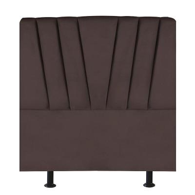 Cabeceira Estofada Cama Box Solteiro 100 Cm Malu Linho Marrom