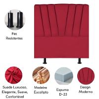 Cabeceira Estofada De Cama Casal Box 140 Cm Malu Suede Vermelho