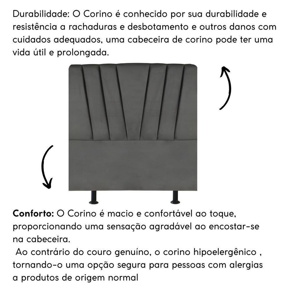 Cabeceira Estofada Cama Box Solteiro 100 Cm Malu Corino Cinza - 5