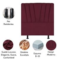 Cabeceira Estofada Cama Box Solteiro 100 Cm Malu Suede Bordô