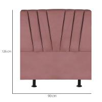 Cabeceira Estofada Cama Box Solteiro 90 Cm Malu Suede Rosé - 3