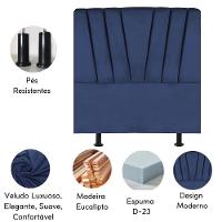 Cabeceira Estofada Cama Box Solteiro 100 Cm Malu Veludo Azul Marinho