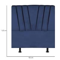 Cabeceira Estofada Cama Box Solteiro 90 Cm Malu Suede Azul Marinho - 3