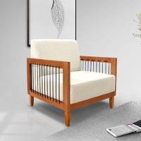 Poltrona Decorativa Yves Sala De Estar Recepção Escritório Linho Rústico Natural - 3