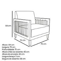 Poltrona Decorativa Yves Sala De Estar Recepção Escritório Linho Rústico Natural - 7