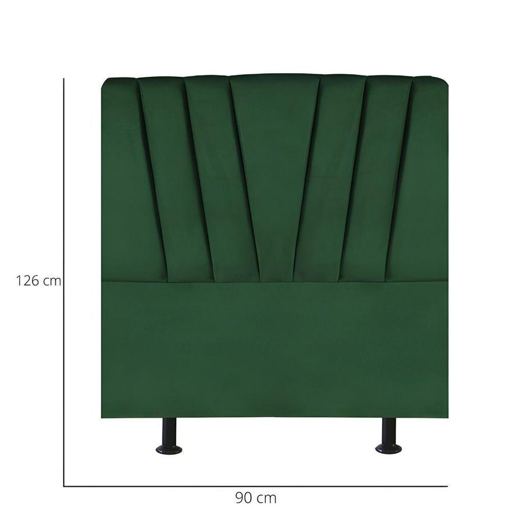 Cabeceira Solteiro Cama Box Estofada 90 Cm Emma Suede Verde - 3