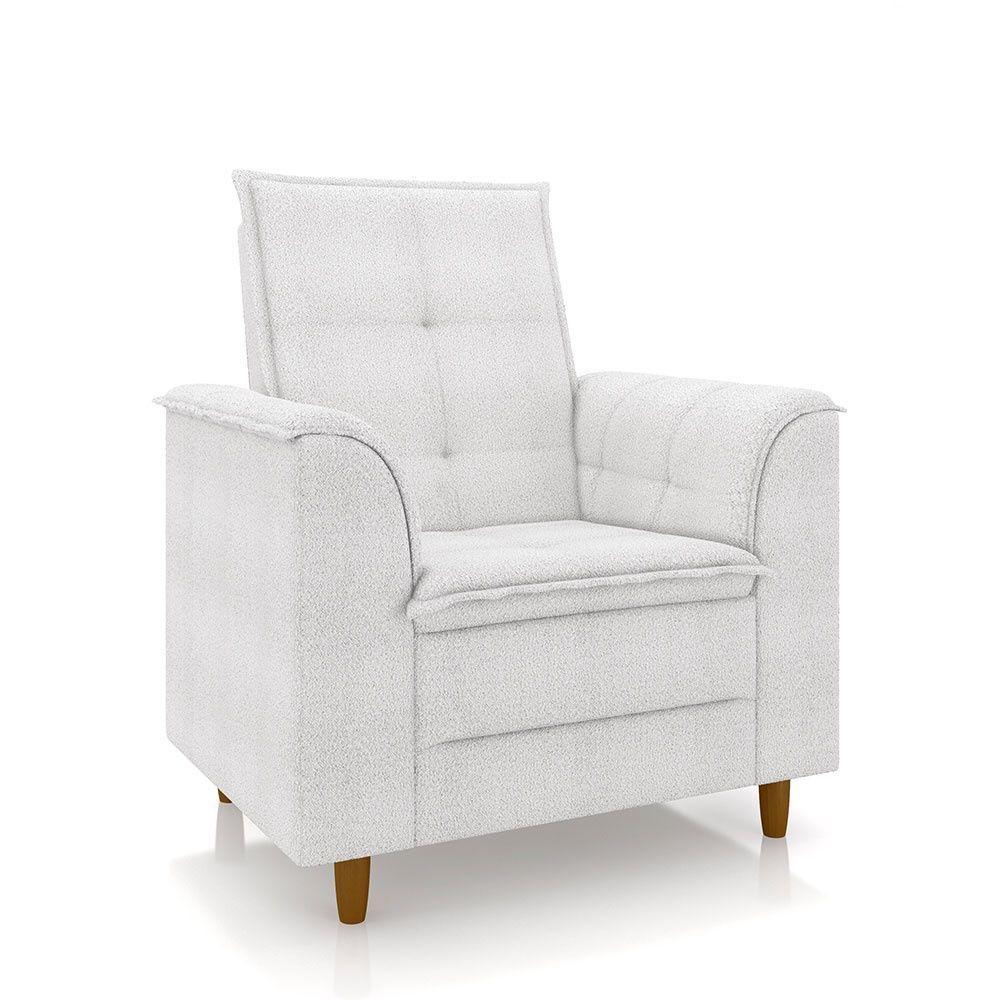 Poltrona Amamentação Confortável Com Puff Ayla Bouclê Off White - 6