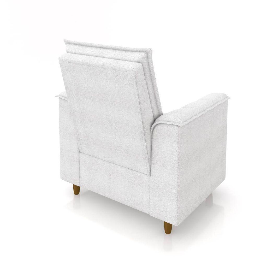 Poltrona Amamentação Confortável Com Puff Ayla Bouclê Off White - 9