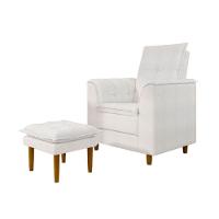 Poltrona Amamentação Confortável Com Puff Ayla Bouclê Off White - 1