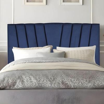 Cabeceira King Cama Box Estofada 195 Cm Emma Suede Azul Marinho