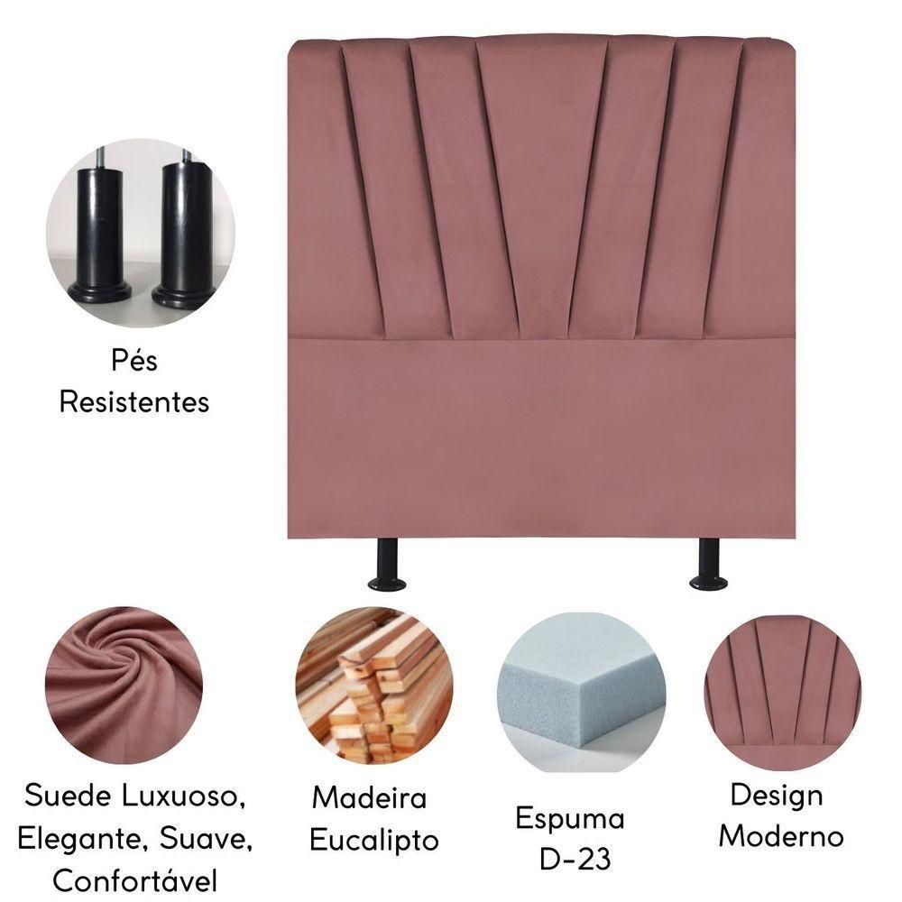 Cabeceira Estofada Cama Box Solteiro 100 Cm Malu Suede Rosé - 4