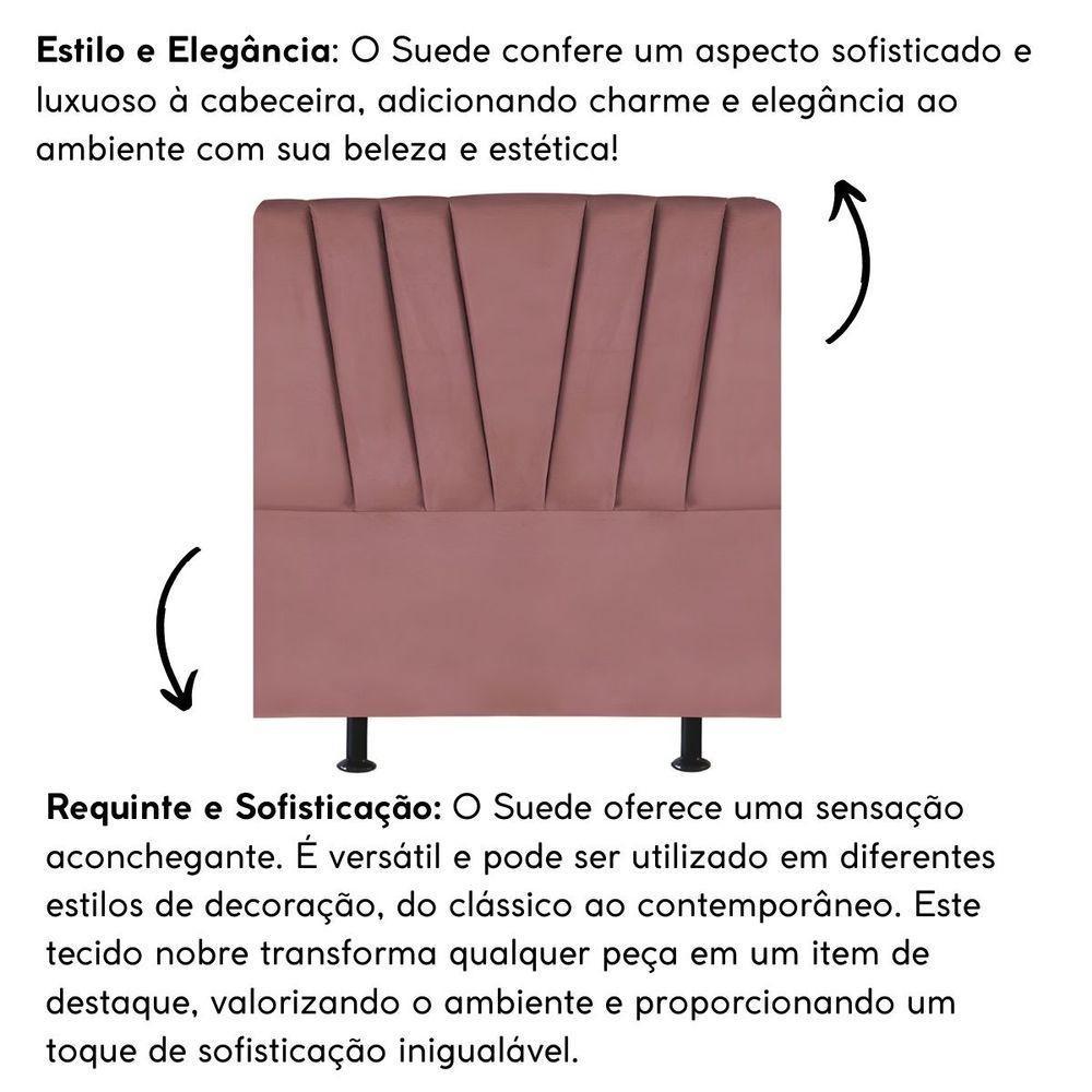 Cabeceira Estofada Cama Box Solteiro 100 Cm Malu Suede Rosé - 5