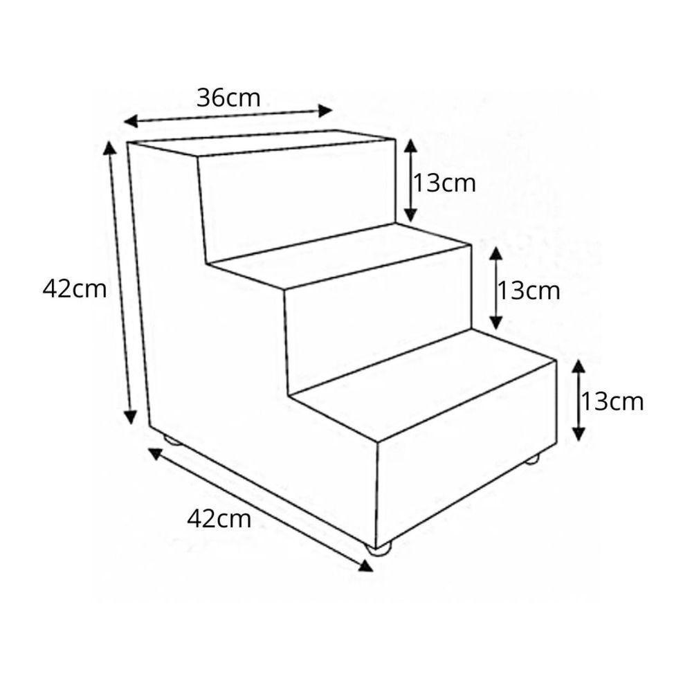 Escadinha Rampa Subir Sofá Cama Cães Cachorro Gato Suede Cinza - 3