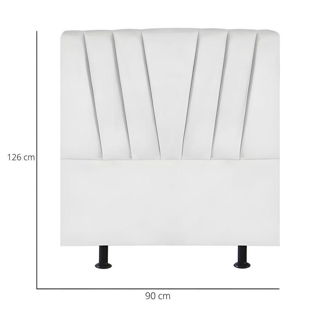 Cabeceira Estofada Cama Box Solteiro 90 Cm Malu Corino Branco - 3