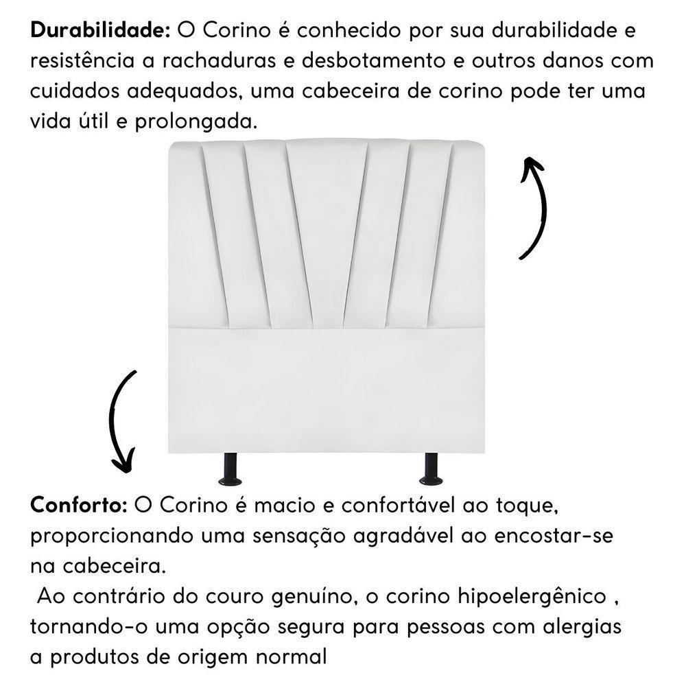 Cabeceira Solteiro Cama Box Estofada 90 Cm Emma Corino Branco - 5