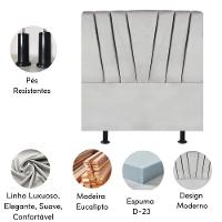 Cabeceira Estofada Cama Box King 195 Cm Malu Linho Cinza Claro - 2