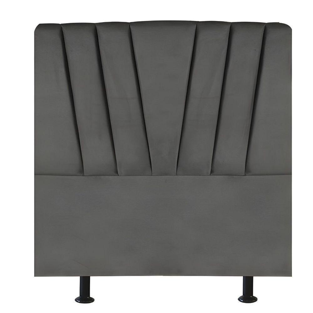 Cabeceira Estofada Cama Box Solteiro 90 Cm Malu Linho Cinza - 1