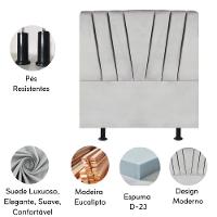 Cabeceira Estofada Cama Box Solteiro 90 Cm Malu Suede Cinza Claro