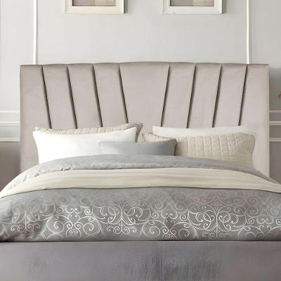 Cabeceira Solteiro Cama Box Estofada 90 Cm Emma Veludo Bege