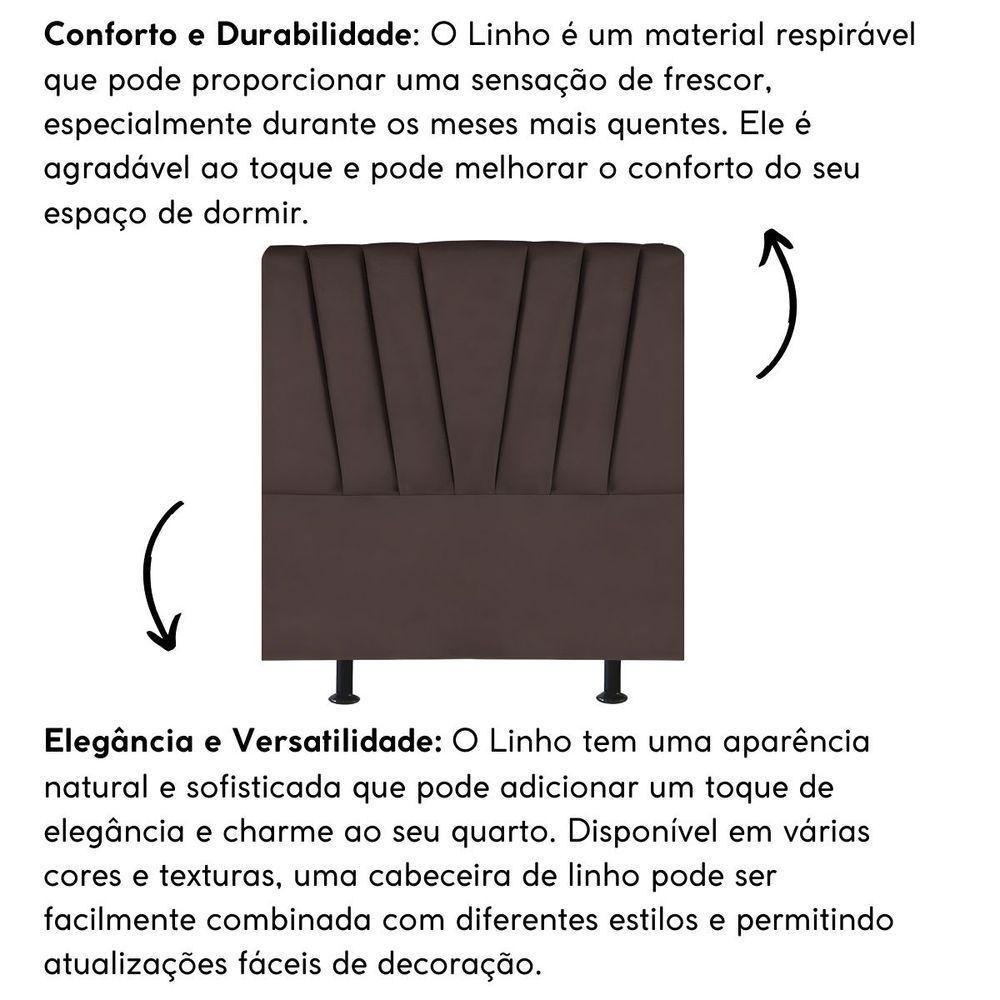 Cabeceira Solteiro Cama Box Estofada 90 Cm Emma Linho Marrom - 5