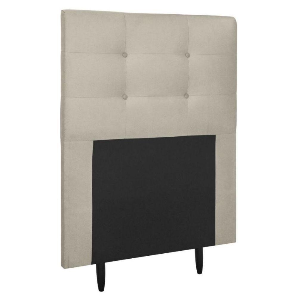 Cabeceira Estofada Cama Box Solteiro 90 Cm Helena Suede Bege - 1