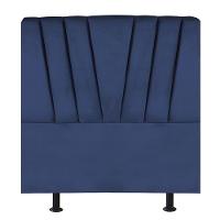 Cabeceira Estofada Cama Box Solteiro 100 Cm Malu Suede Azul Marinho - 1