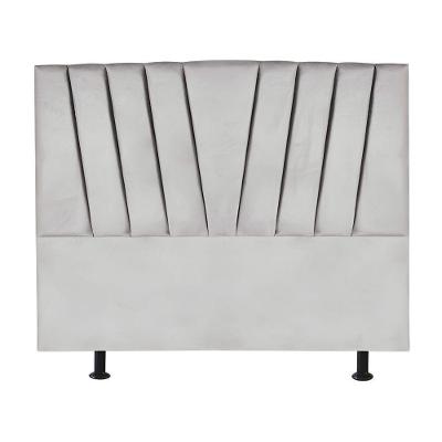 Cabeceira Estofada Cama Casal Queen Size 160 Cm Malu Linho Cinza Claro