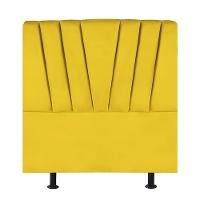 Cabeceira Estofada Cama Box Solteiro 90 Cm Malu Suede Amarelo - 1