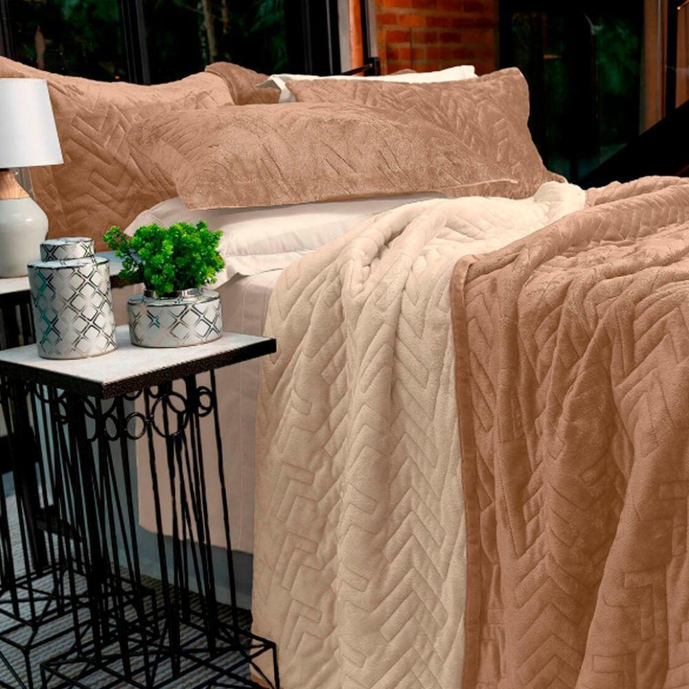 Cobertor Buettner Casal Flannel Plush 100% Poliéster Dupla Face 220mx240m Khaki Escuro / Khaki Claro - 2