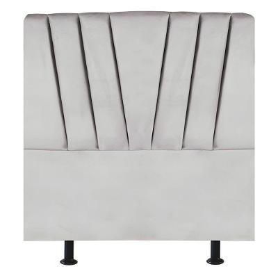 Cabeceira Estofada Cama Box Solteiro 100 Cm Malu Suede Cinza Claro