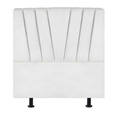 Cabeceira Estofada Cama Box Solteiro 100 Cm Malu Suede Branco