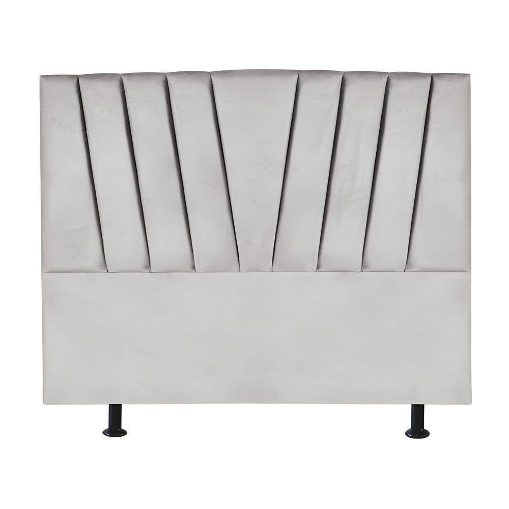 Cabeceira Casal Queen Size Cama Estofada 160 Cm Emma Suede Cinza Claro - 2
