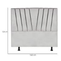 Cabeceira Casal Queen Size Cama Estofada 160 Cm Emma Suede Cinza Claro - 3