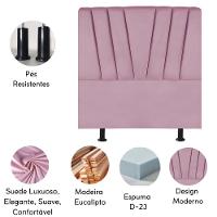 Cabeceira Estofada De Cama Casal Box 140 Cm Malu Suede Rosa