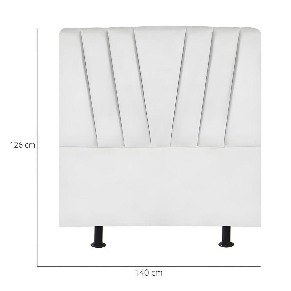 Cabeceira Estofada De Cama Casal Box 140 Cm Malu Suede Branco - 3