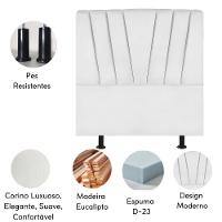 Cabeceira Estofada Cama Box Solteiro 100 Cm Malu Corino Branco