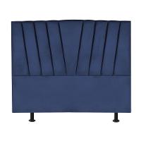 Cabeceira Estofada Cama Box King 195 Cm Malu Suede Azul Marinho - 1